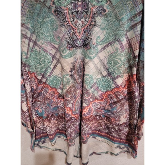 Unity World Wear Woman Top 1X Plus Paisley Boho Crochet Ladder Back 3/4 Sleeve - Picture 3 of 11